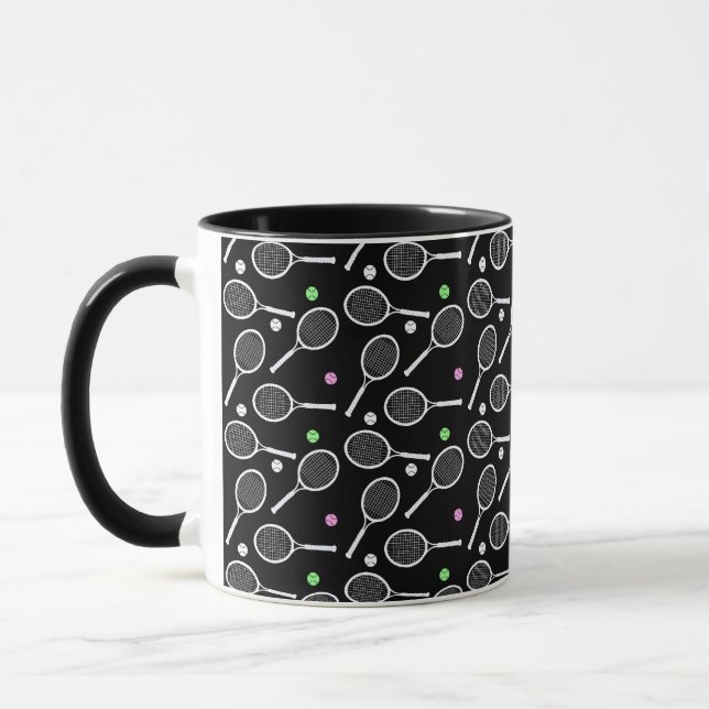 Mug Motif de raquette de tennis noir (Gauche)