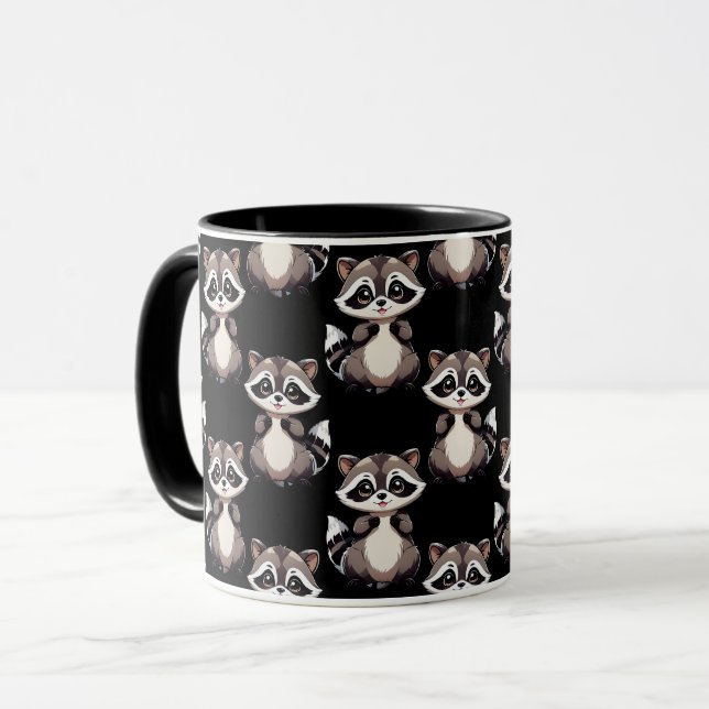 Mug Motif de Raton Laveur Noir Design  (Devant gauche)