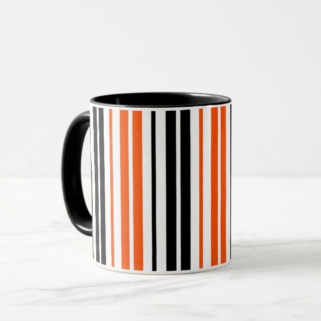 Mug Motif de rayures orange noir blanc Design  (Devant gauche)