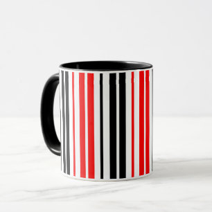 Mug Motif de rayures rouges noires et blanches 