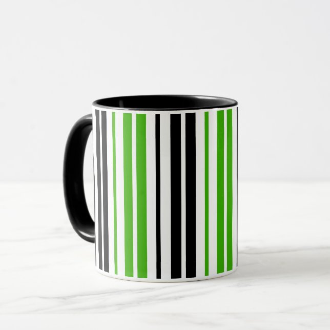 Mug Motif de rayures vert noir blanc  (Devant gauche)