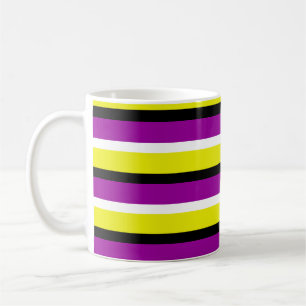 Mug Motif de rayures violet jaune