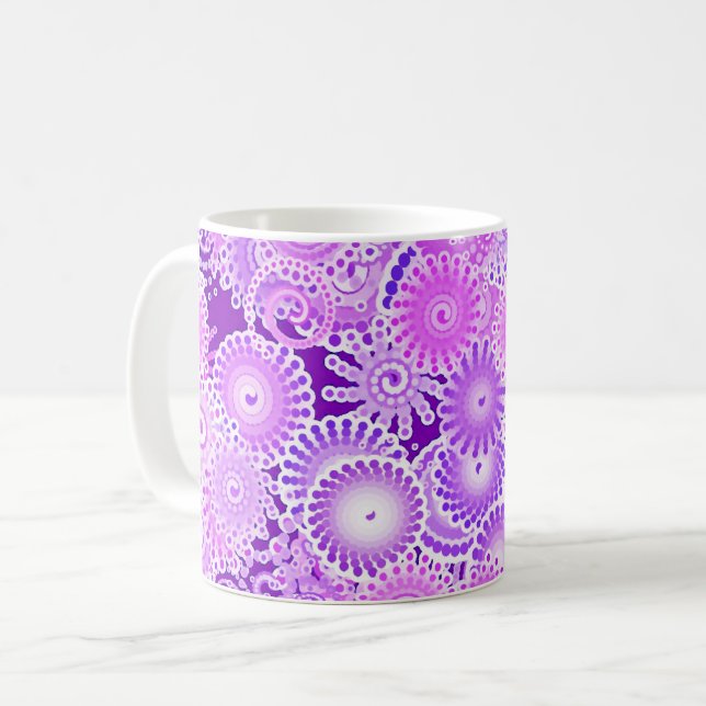 Mug Motif de remous de fractale, nuances de pourpre (Devant gauche)