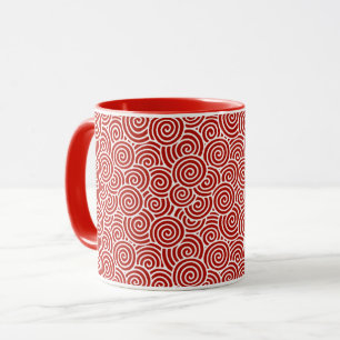 Mug Motif de remous de Japonais - rouge-foncé et blan
