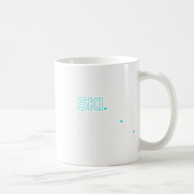 Mug Motif De Répétition De Bières De Ski Pour Un Skieu (Droite)