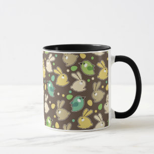 Mug motif de ressort avec des oeufs de pâques, oiseau