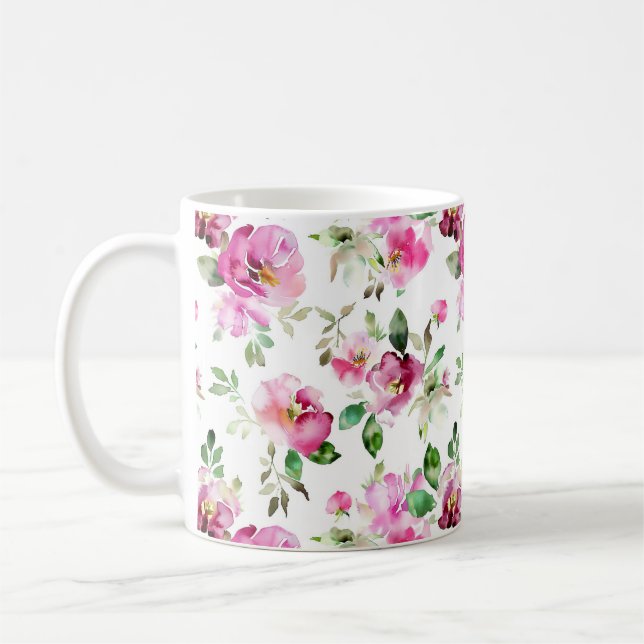 Mug Motif de rose sauvage à l'aquarelle (Gauche)