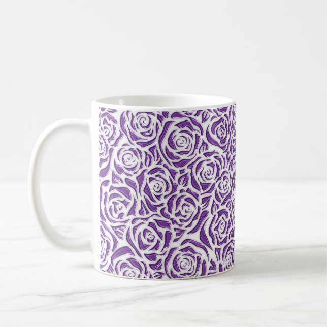 Mug Motif de rose violette douce (Gauche)