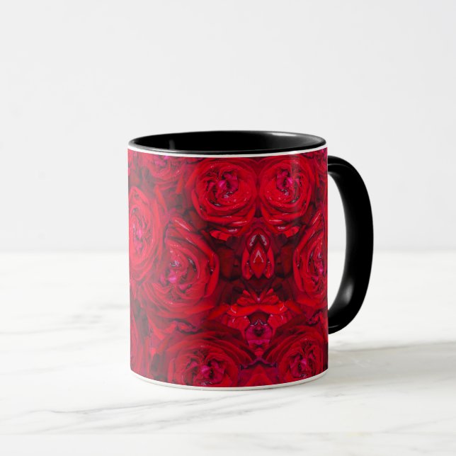 Mug Motif de roses rouges profondes (Devant droit)