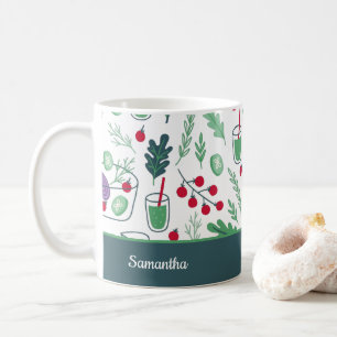 Mug Motif de salade végétale avec nom Cuisine verte