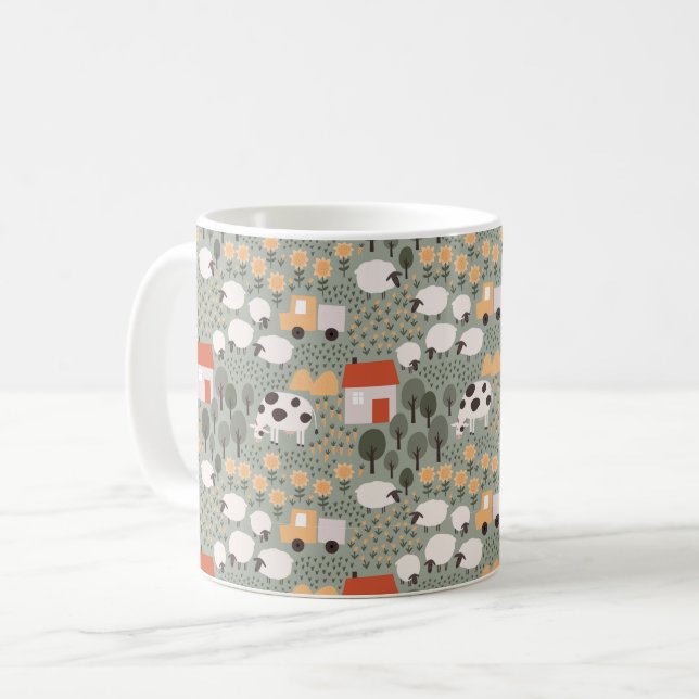 Mug Motif de scène de ferme mignonne (Devant gauche)