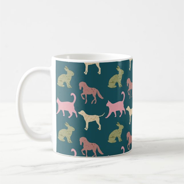Mug Motif de silhouettes d'animaux Chien Chat Cheval (Gauche)