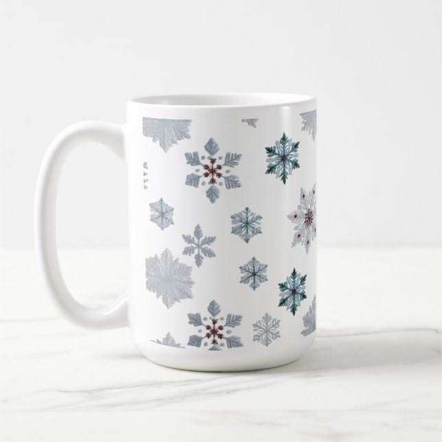 Mug Motif de silhouettes de flocons de neige classique (Gauche)