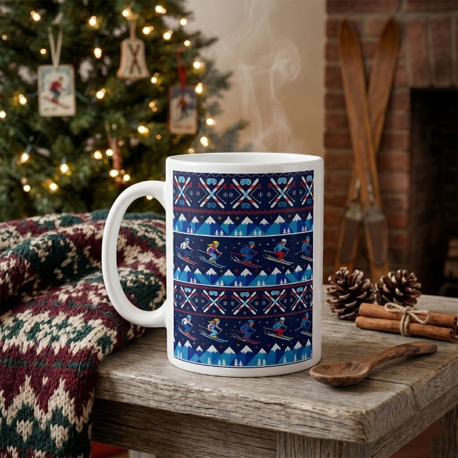Mug Motif de ski de Noël laid pour les fêtes (Créateur téléchargé)