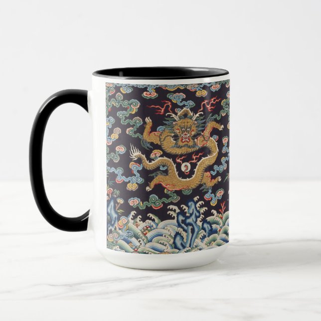 Mug Motif de soie orientale Dragon chinois vintage (Gauche)