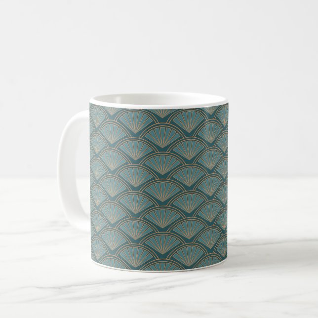 Mug Motif de style Art déco en bleu turquoise (Devant gauche)