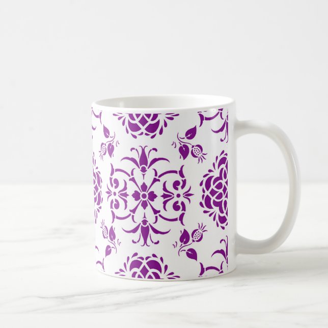Mug Motif de style damassé violet et blanc (Droite)