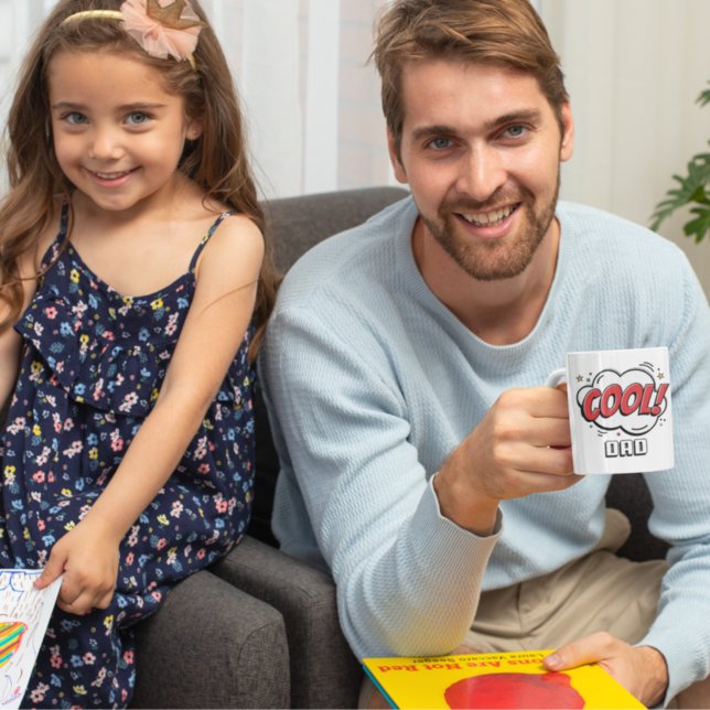 Mug Motif de style de bande dessinée Papa Cool blanc (Créateur téléchargé)