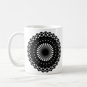 Mug Motif de style dentelle ronde noire.