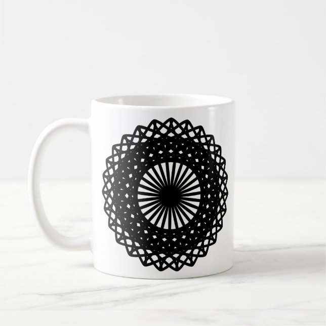 Mug Motif de style dentelle ronde noire. (Gauche)