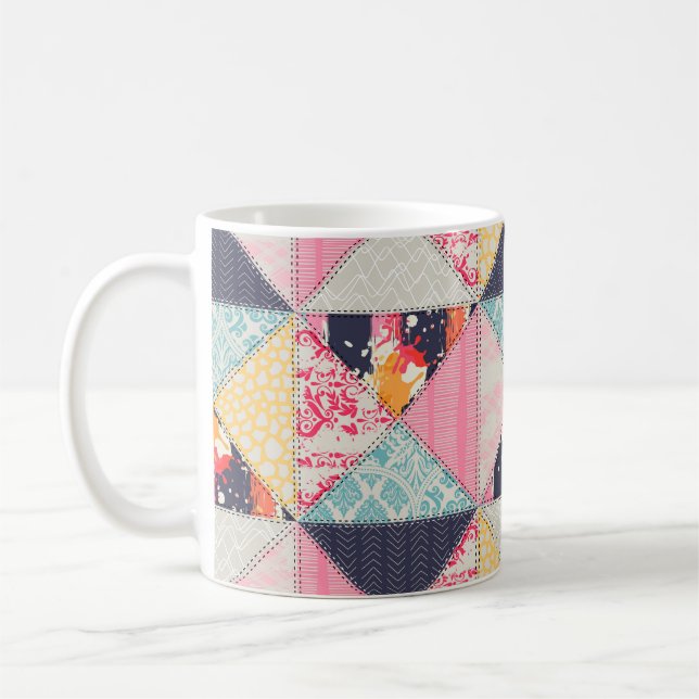 Mug Motif de style Patchwork transparent.  (Gauche)