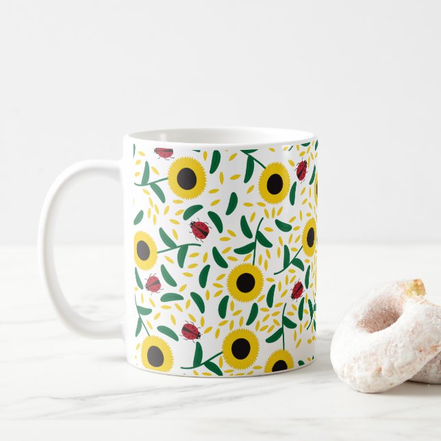 Mug Motif de Sunflower et Ladybugs (Avec donut)
