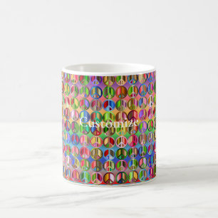 Mug motif de symboles de paix multicolores