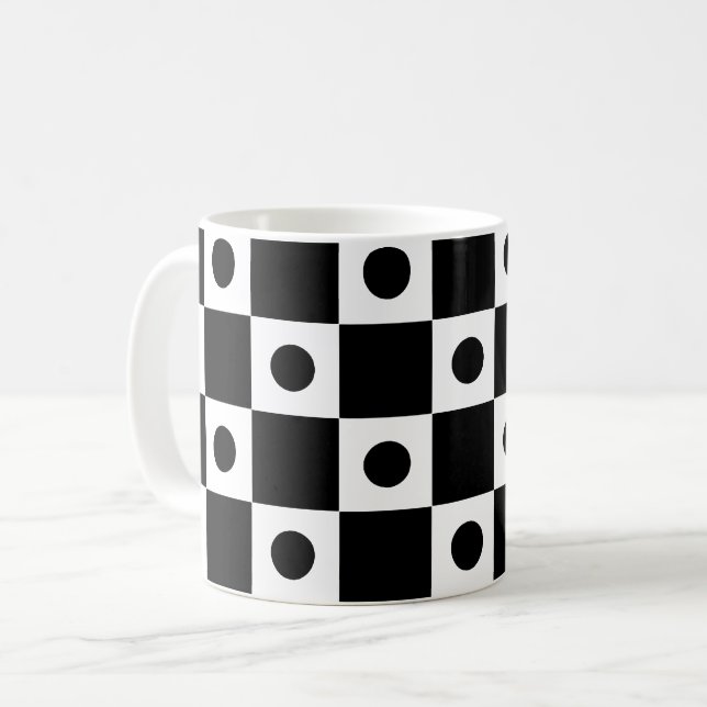 Mug Motif de tableau de bord Carré noir blanc point (Devant gauche)