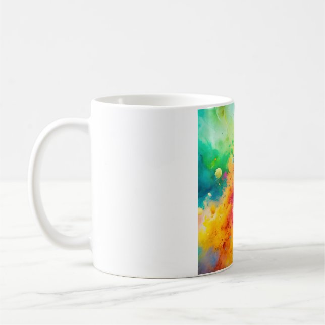 Mug Motif de taches d'aquarelle abstraite vibrant (Gauche)