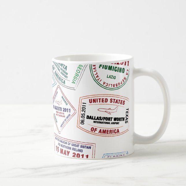 Mug Motif de tampon de passeport Imprimer (Droite)