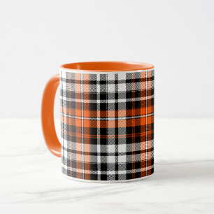 Mug Motif de tartan à carreaux orange noir blanc