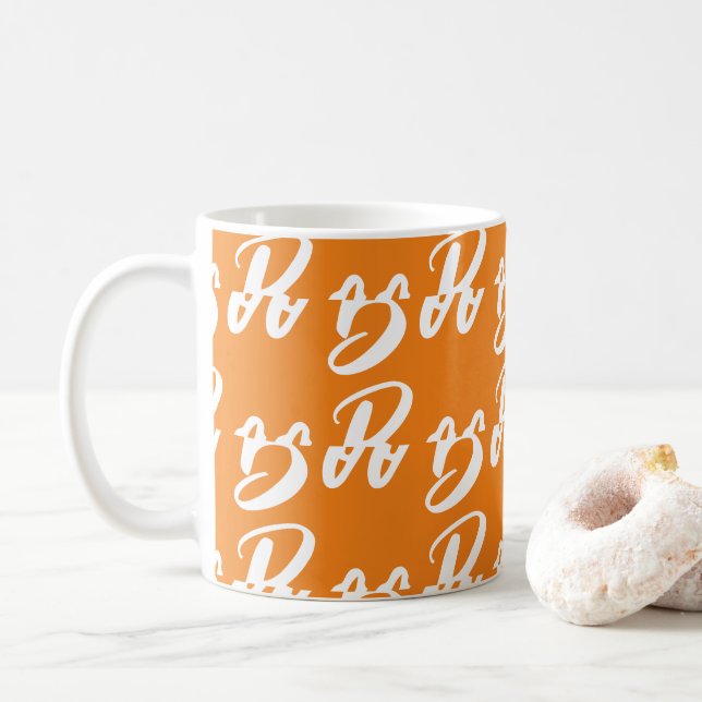 Mug motif de texte boo blanc Halloween orange (Avec donut)