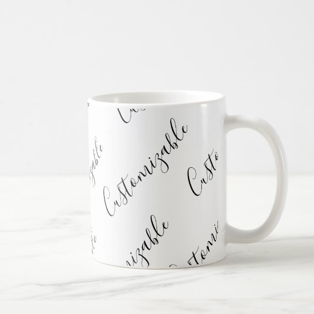Mug Motif de texte de script moderne modifiable | Noir (Droite)