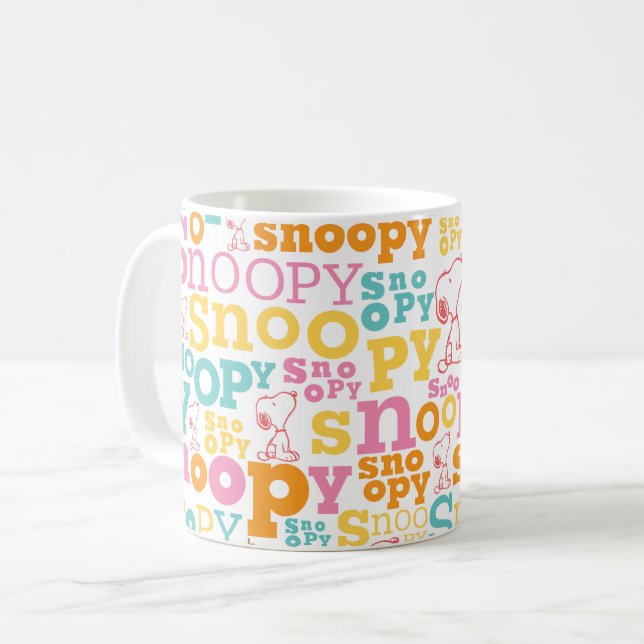Mug Motif de texte Snoopy Pastel (Devant gauche)