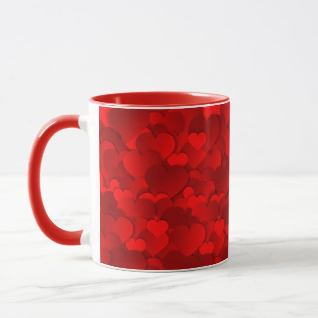 Mug Motif de texture de coeurs d'amour rouge romantiqu (Gauche)