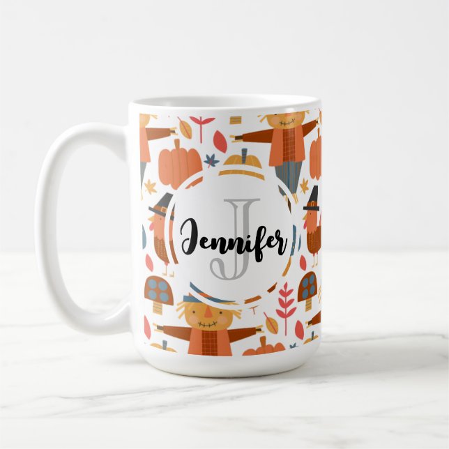 Mug Motif de Thanksgiving avec dinde et épouvantail (Gauche)