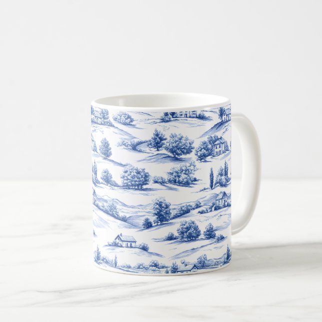 Mug Motif de toile botanique bleue (Devant droit)