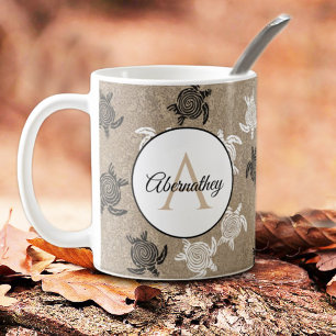 Mug Motif de tortues d'art tribales blanches personnal