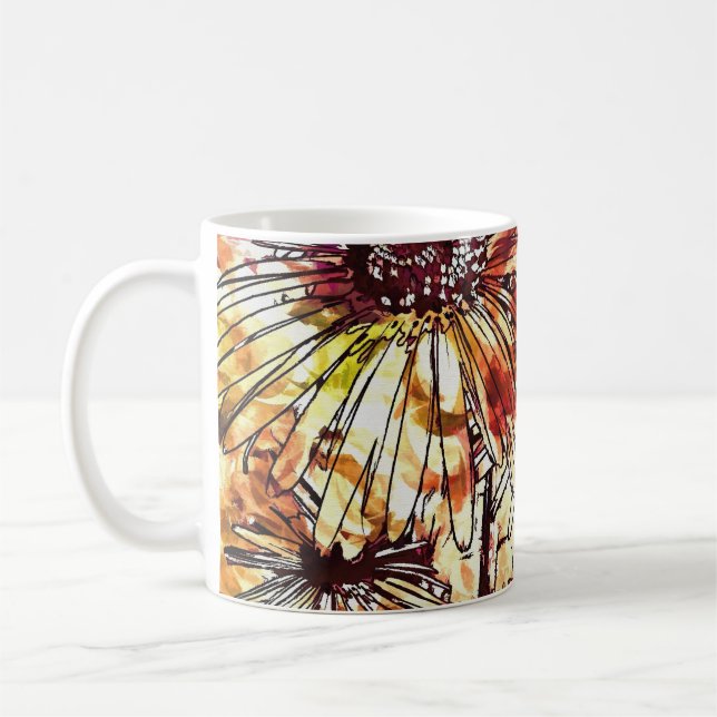 Mug Motif de tournesol barbouillé de peinture abstrait (Gauche)