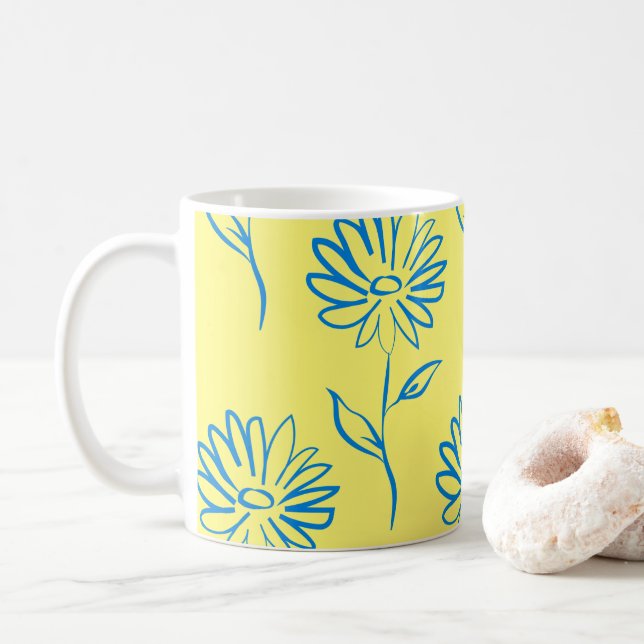 Mug Motif de tournesol bleu (Avec donut)