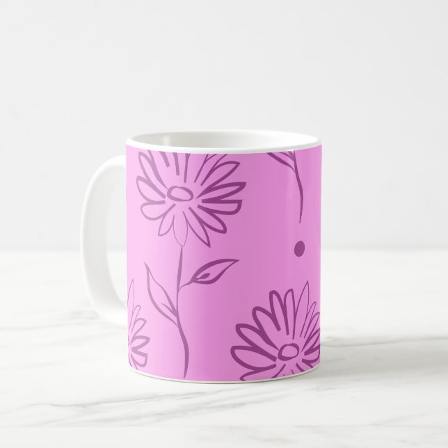 Mug Motif de tournesol violet (Devant gauche)