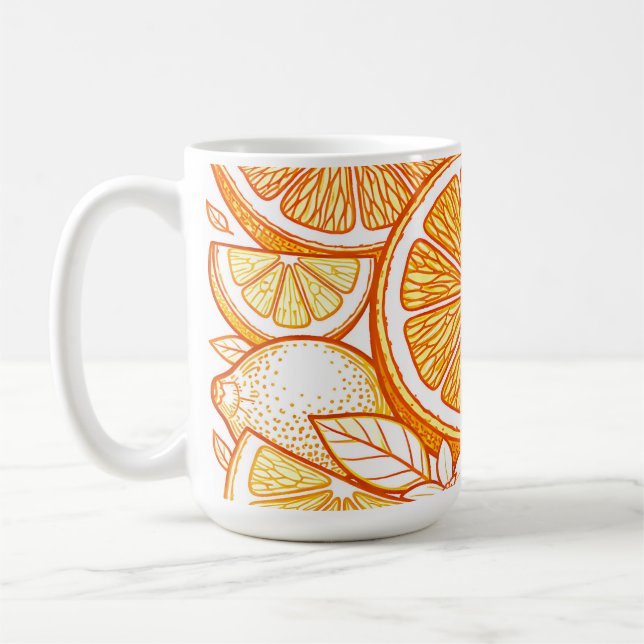 Mug Motif de tranche d'orange agrumes vibrant (Gauche)