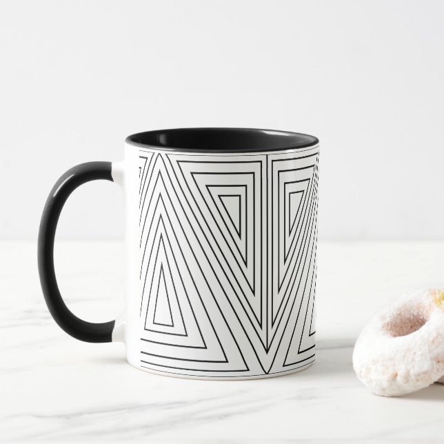 Mug Motif de triangle concentrique noir et blanc   (Avec donut)