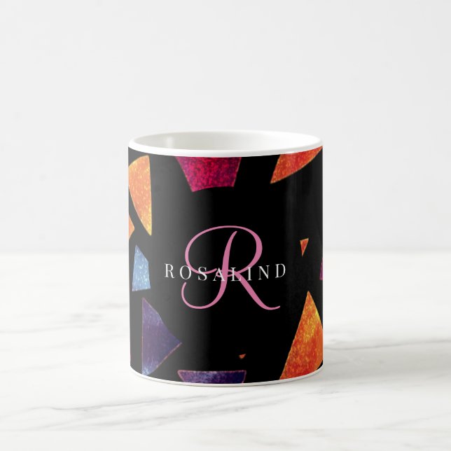Mug Motif de triangles colorés élégant Monogramme (Centre)