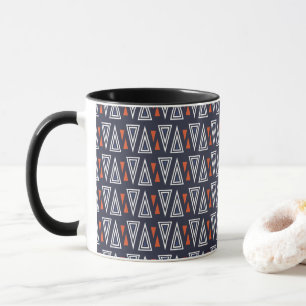 Mug Motif de triangles géométriques bleu foncé et roug