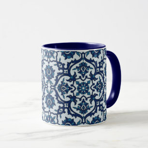 Mug Motif de tuiles florales Azulejos bleu-portugais