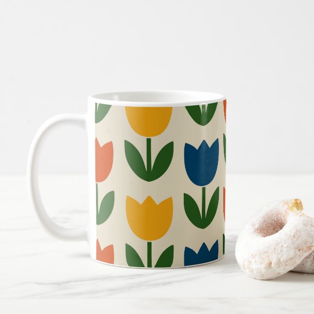 Mug Motif de tulipe coloré (Avec donut)