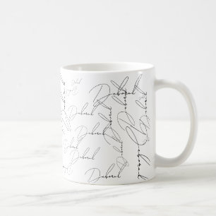 Mug Motif de typographie de nom de police mince répété