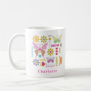 Mug Motif de typographie de papillon moderne