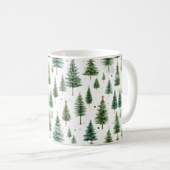 Mug Motif de vacances d'arbre vert de Noël moderne (Devant droit)